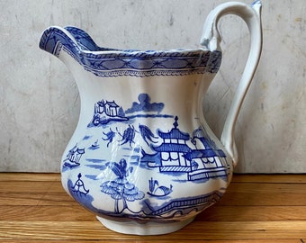 Beautiful, Antique, Large Ashworth Bros. Hanley Real Old Canton Pattern Pitcher