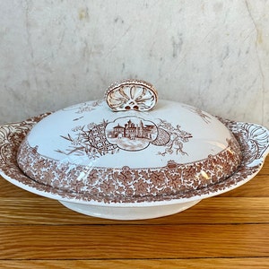 Antique Copeland Spode Cairo Covered Vegetable Dish- Aesthetic Movement Transferware (Two Available)