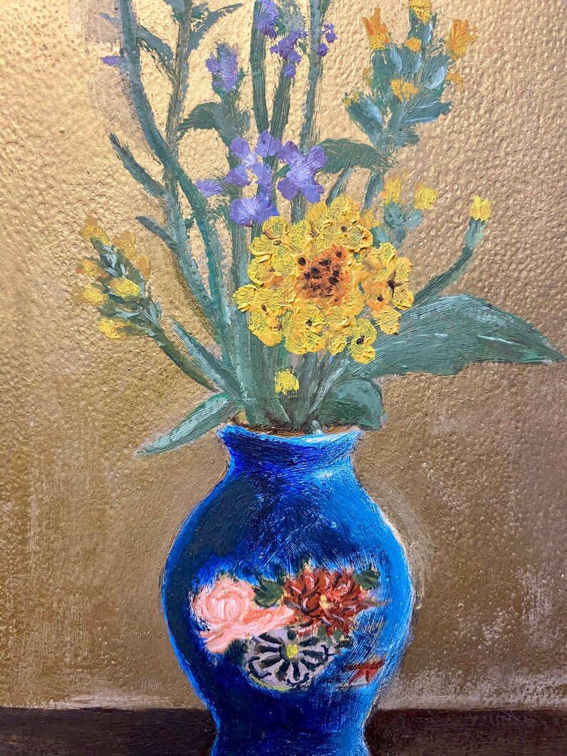 Vintage Floral Oil Painting on Board Vintage Oil Painting Etsy