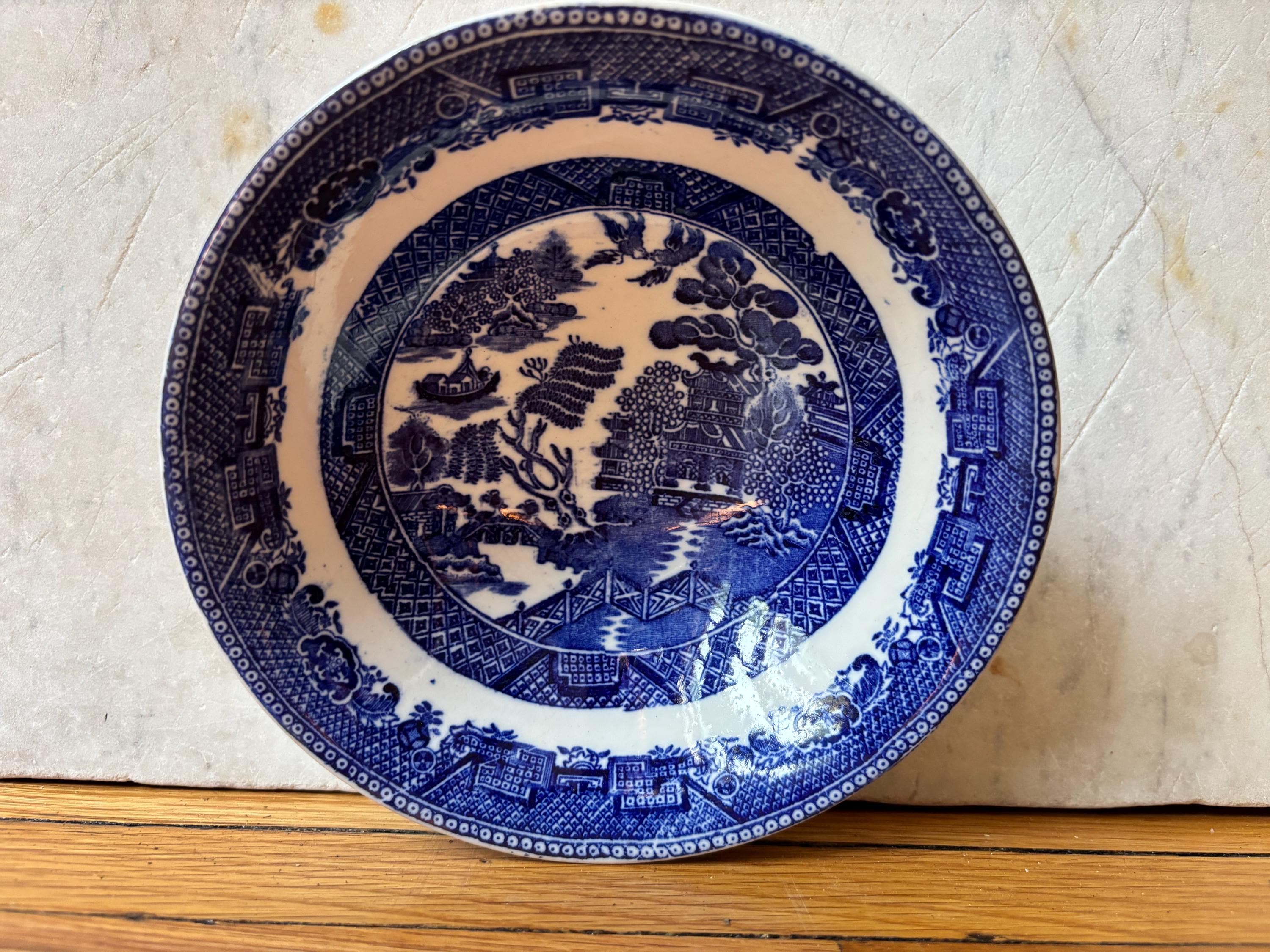 アウガルテン　Willow Early Wood's & Sons Blue Willow Tea Pot England Hexagon