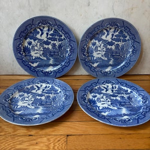 Set of 4 Blue Willow Salad Plates, Made in Occupied Japan