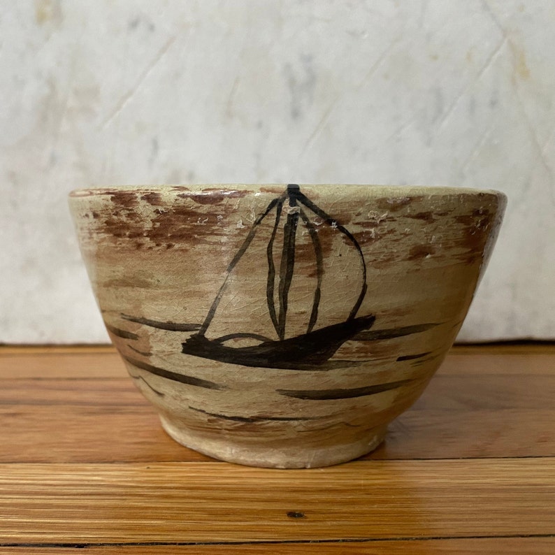 Vintage Hand Painted Pottery Bowl Etsy