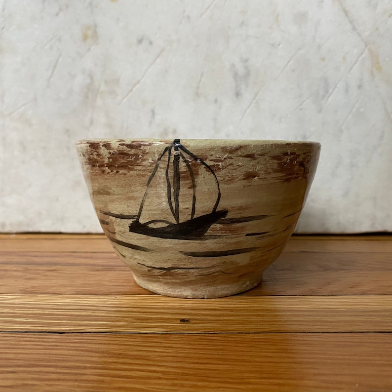 Vintage Hand Painted Pottery Bowl Etsy