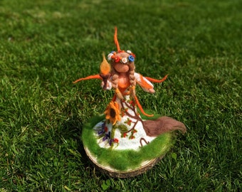 Goddess made of felt for Litha festival, Midsummer, felt goddess made by hand