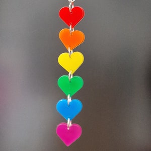 Regenboog hartjes hangoorbellen van opaal acryl oorbel plexiglas lasergesneden LGBTQ pride cadeau voor haar kawaii schattig afbeelding 1