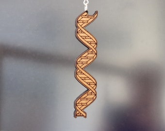 DNA oorbellen van MDF lang, laser gegraveerd en zonder gaatjes | biologie | docent | leraar | nerd | geek | dubbele helix | afstuderen