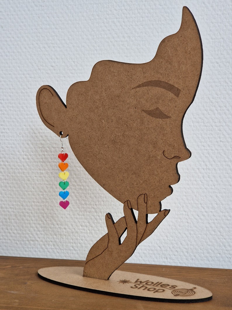 Regenboog hartjes hangoorbellen van opaal acryl oorbel plexiglas lasergesneden LGBTQ pride cadeau voor haar kawaii schattig afbeelding 5