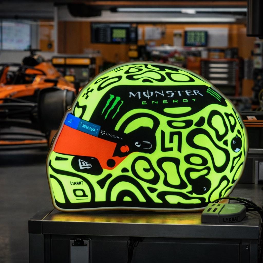 Lando Norris 2025 Helmet LED Light Box - F1 Racing Memorabilia