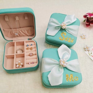 Personalisiertes Schmuckkästchen | Brautjungfern-Geschenk | Reise - Schmuckschatulle | Schmuckkästchen mit Namen | Schmuckbox | ring box