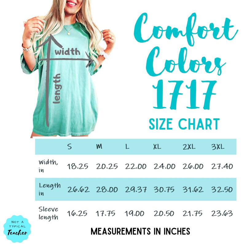 May include: Size chart for a t-shirt with measurements in inches. The chart shows the width, length, and sleeve length for sizes S, M, L, XL, 2XL, and 3XL.