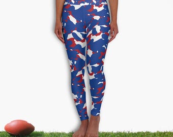 Buffalo Mafia Camo High Waisted Yoga Leggings, Game Day Leggings, Buffalo NY Leggings, Red White and Buffalo Blue Leggings, Let's Go Buffalo