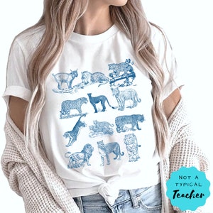 Big Cat Shirt Light Academia Clothing, Leopard Lover Gift Aesthetic Tiger Cottagecore Shirt Vintage Wild Cats Tee Vintage Cat Indie T Shirt