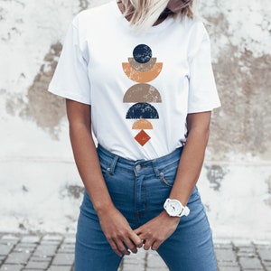 Modern Shirt Boho Tshirt Modern Abstract Shirt Minimalist Tshirt  Women&#39;s Tee Boho Geometric Minimalist Shapes Wearable Art Clothing
