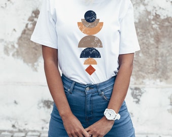 Modern Shirt Boho Tshirt Modern Abstract Shirt Minimalist Tshirt  Women's Tee Boho Geometric Minimalist Shapes Wearable Art Clothing