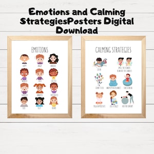 Homeschool Prints for Kids Room Décor, Feelings Poster Calming Techniques Calm Corner Emotions Chart Montessori Classroom Feelings Printable