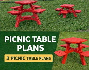 Picnic Table Plans – DIY Family, Kids & Pub Style - Build and Save  (3 Picnic Table Plans)