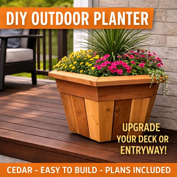 Sechseck Pflanzgef-Plne - DIY Cedar Outdoor Planter | Deck &  Einstiegs-Upgrade - Etsy sterreich