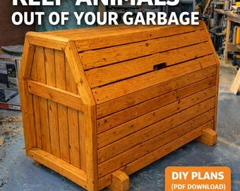 Garbage Bin Woodworking Plans - Wood working plan to build a roadside garbage box - digital download