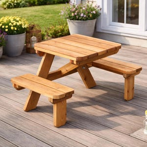 Half Picnic Table Woodworking Plans – Space Saving Outdoor Table for 2, PDF Download