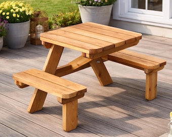 Half Picnic Table Woodworking Plans – Space Saving Outdoor Table for 2, PDF Download