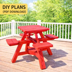 Tall Pub Style Picnic Table Plans, 4 Seat DIY Outdoor Table, Bar Height Patio Table PDF, Woodworking Plans, Deck Furniture DIY