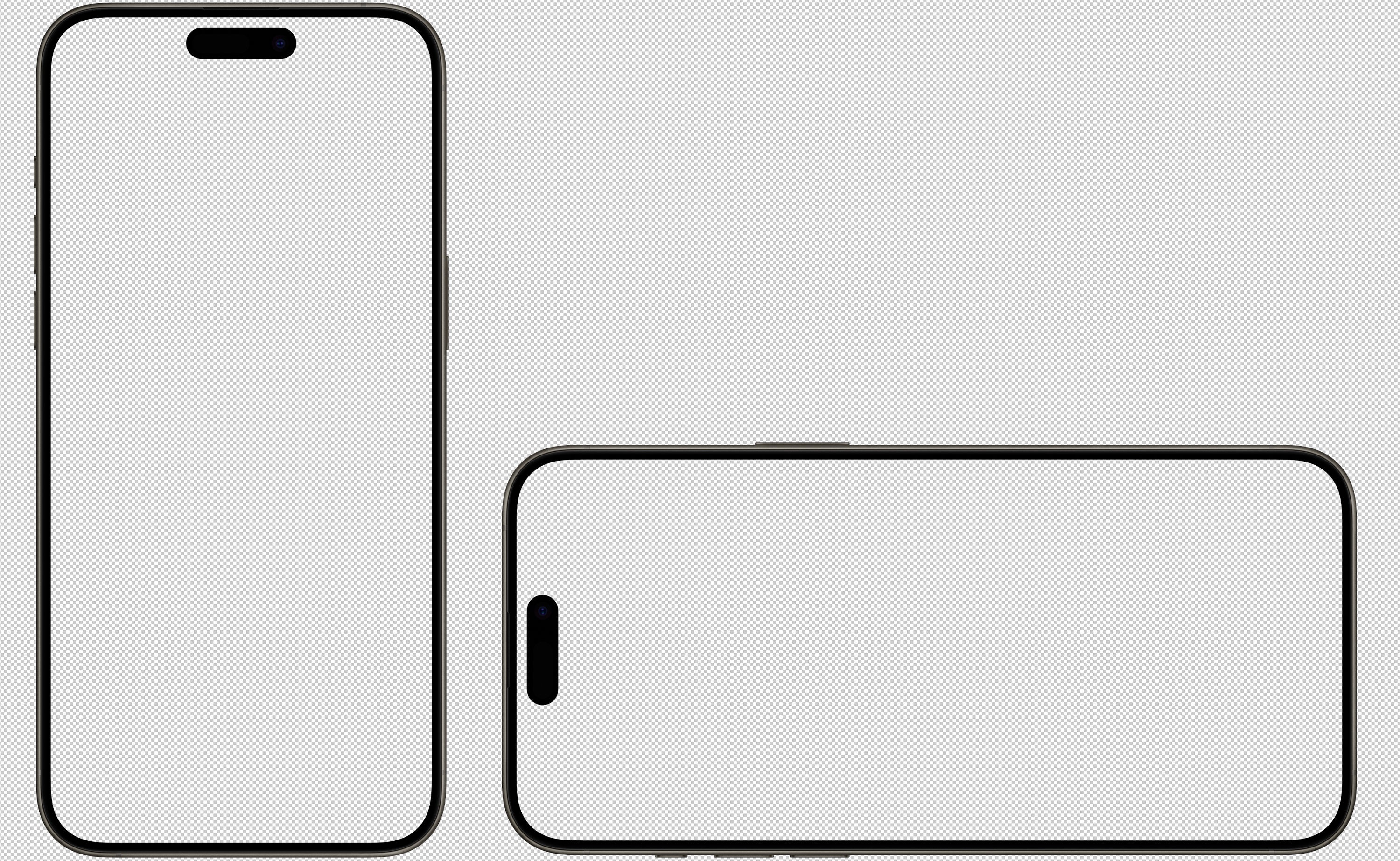 IPhone 15 Pro Titanium Frame Mockup Front and Vertical Horizontal and