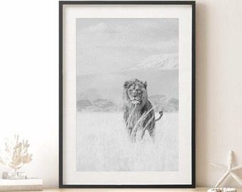 Lion printable wall art. Lion wall art, Lioness Print, Nursery Prints, Safari Nursery, Lions family. Majestic Male lion Wall Art