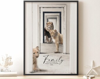 Lion printable wall art. Lion wall art, Lioness Print, Nursery Prints, Safari Nursery, Lions family. Nursery wall art, Lion cub wall art.