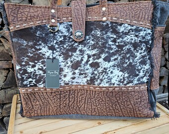 Myra Entice Shoulder Bag - Upcycled Canvas & Leather Boho Purse With Tassel - View #7