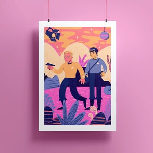 Set Phasers Print | 1960s Sci-Fi Poster | Space Illustration | Character Art | Dorm Room Wall Hanging