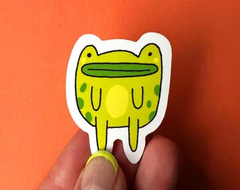 Green Little Frog Sticker | Froggy Gift | Water Bottle Decal | Waterproof Kawaii Stickers