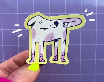 Anxious Dog Sticker, Chasing Tail, Dog Sticker, Dog Lover Sticker, Water Bottle Sticker, Stocking Filler
