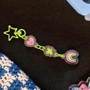 Lucky Charms Keychain | Good Luck Gift | Four Leaf Clover Keyring | Rainbow Merchandise | Heart Acrylic Keychain | Good Luck Charm