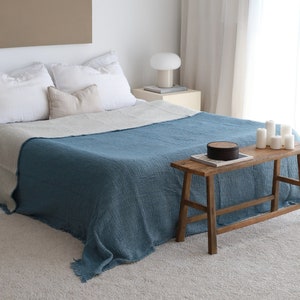 Queen Cotton Bedspread, Organic Cotton Throw, Gauze Bedspread King, Lightweight Summer Blanket, Soft Throw Blanket, Oversize King Coverlet