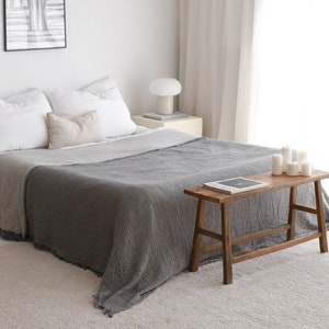 Oversize Bedspread King, Organic Bedspread Queen, Lightweight Summer Blanket, Farmhouse Blanket, Gauze Bed Cover, Super Soft Coverlet Twin