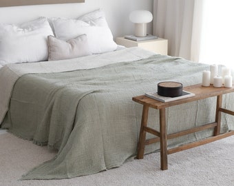 Softened Muslin Throw Blanket, Muslin Bedspread Queen King, Oversize Large Bedspread, Muslin Bed Cover, Gauze Muslin Blanket, Turkish Cotton