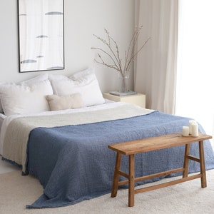 Organic Cotton Bedspread, Modern Muslin Bedspread, Soft Gauze Bed Cover, Oversize King Bed Spread, Lightweight Summer Thin Blanket, Mom Gift
