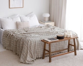 Soft Bedspread King Queen, Sofa Couch Cover, Plaid Throw Blanket