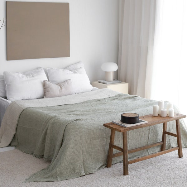 Turkish Cotton Bedspread, Queen King Bed Spread, Gauze Blanket, Muslin Bed Cover