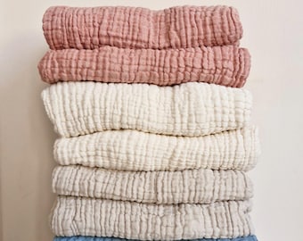 Organic Cotton Throw Blanket, Lightweight Bedspread, Oversize King Coverlet