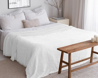 Wunderschöne weiße Musselin Decke aus 100% Baumwolle