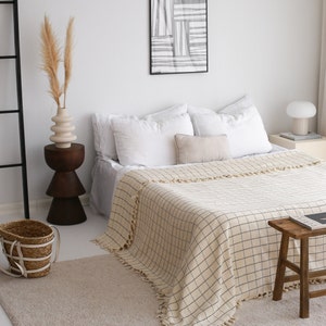 Cotton throw blanket is large and soft.
Throw blanket is eco friendly gift. Organic cotton throw is all season blanket.Soft king cotton bedspread is breathable and lightweight blanket.