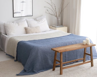 Musselin Decke, Tagesdecke aus Bio-Baumwolle, Leichte Bettdecke aus Musselin