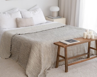 Soft Boho Cotton Throw Blanket, Oversize Queen King Bedspread, Organic Cotton Throw, Large Bedding Blanket, King Size Coverlet, Twin, Full
