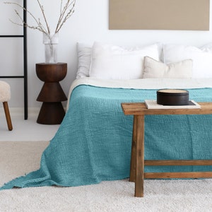 Organic Summer Bedspread, Soft Muslin Blanket, Twin Full Size Bedspread, Oversize King Bedspread, Gift For Mom Wife, Cotton Throw Blanket