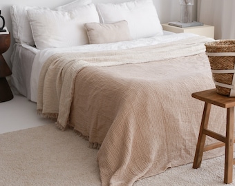 Lightweight Gauze Bedspread, Soft Muslin Blanket, Turkish Bedspread