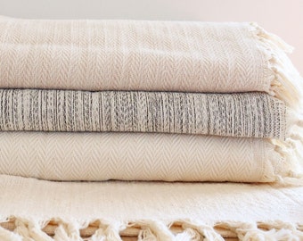 Turkish Cotton Bedspread, Couch Sofa Blanket, Oversize King Coverlet, Boho Bed Throw Blanket