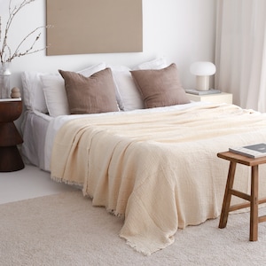 Soft Muslin Bedspread, Organic Throw Blanket, King Size Bed Coverlet, Oversize King Bedspread, Lightweight Summer Blanket, Muslin Blanket