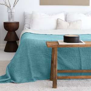Queen King Bedspread, Oversize Cotton Bedspread, Cotton Bed Cover, Gauze Throw Blanket, Sofa Cover, Couch Throw Blanket, Gift Blanket