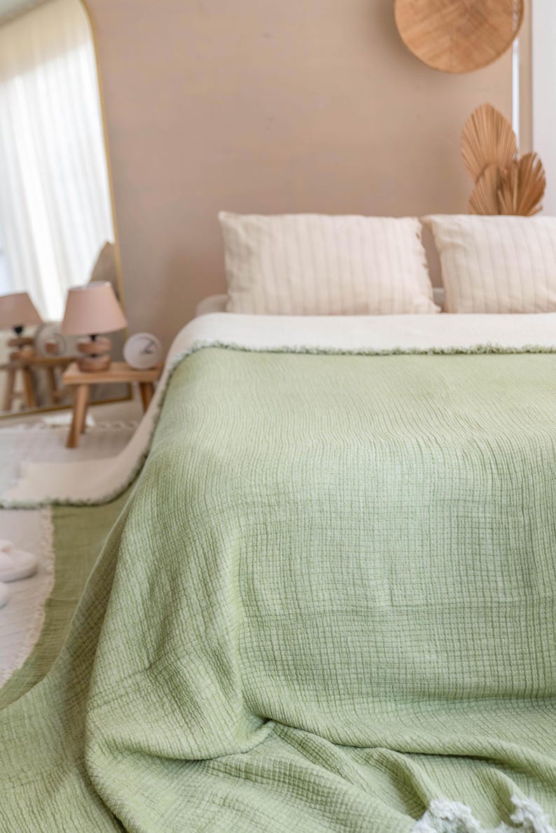 Organic Muslin Bed Cover, Muslin Cotton Throw Blanket, Soft Muslin
